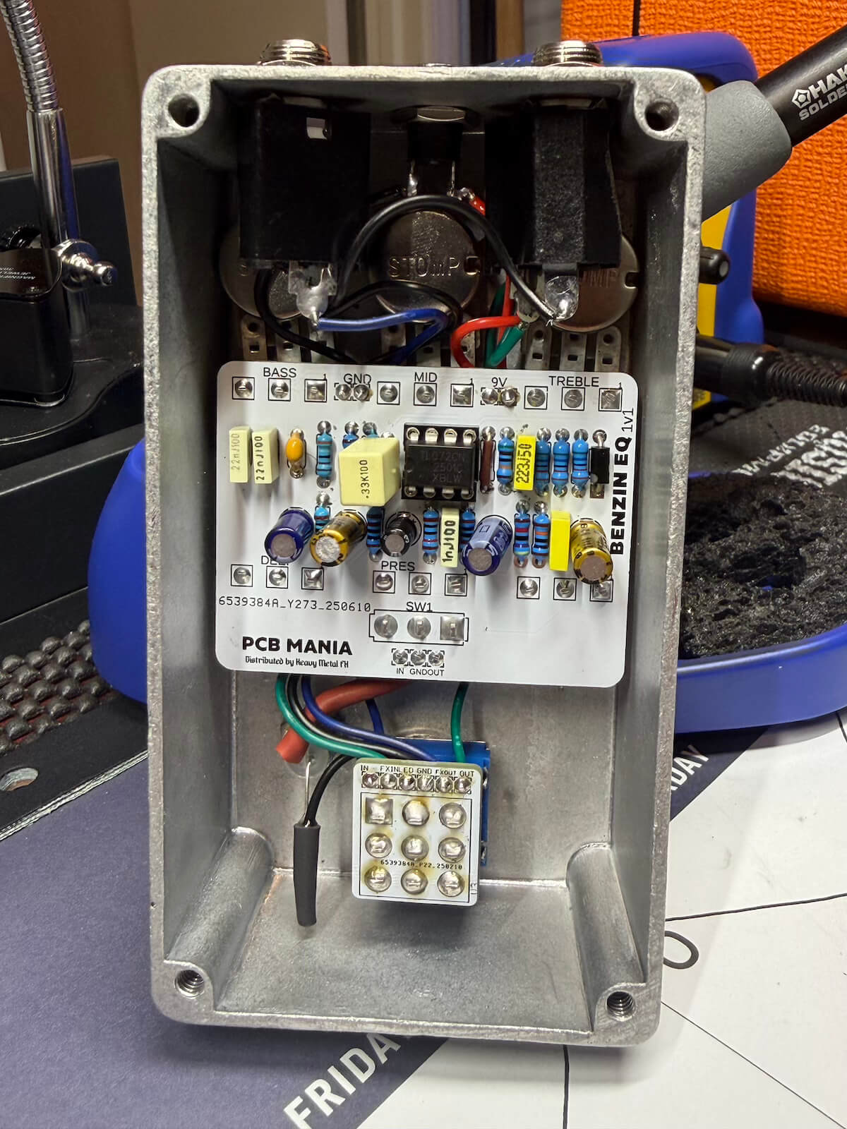 Seaweed Fuzz electronics installed inside enclosure