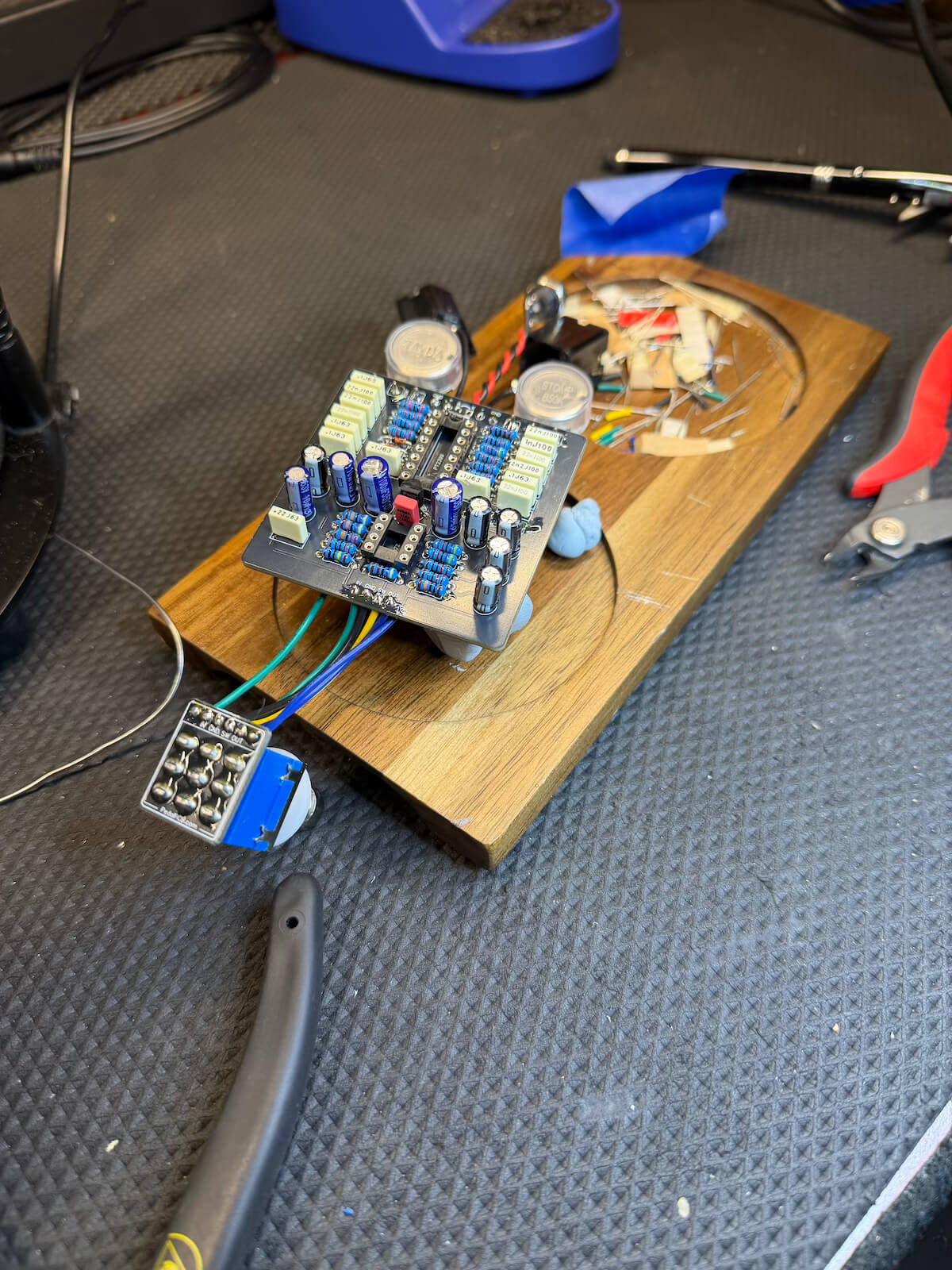 Delay pedal electronics during wiring and testing
