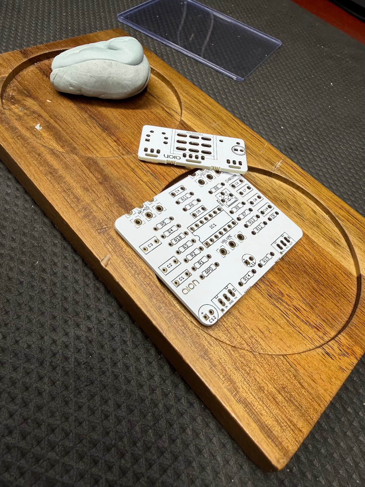 Bare DIY pedal PCB ready for component assembly