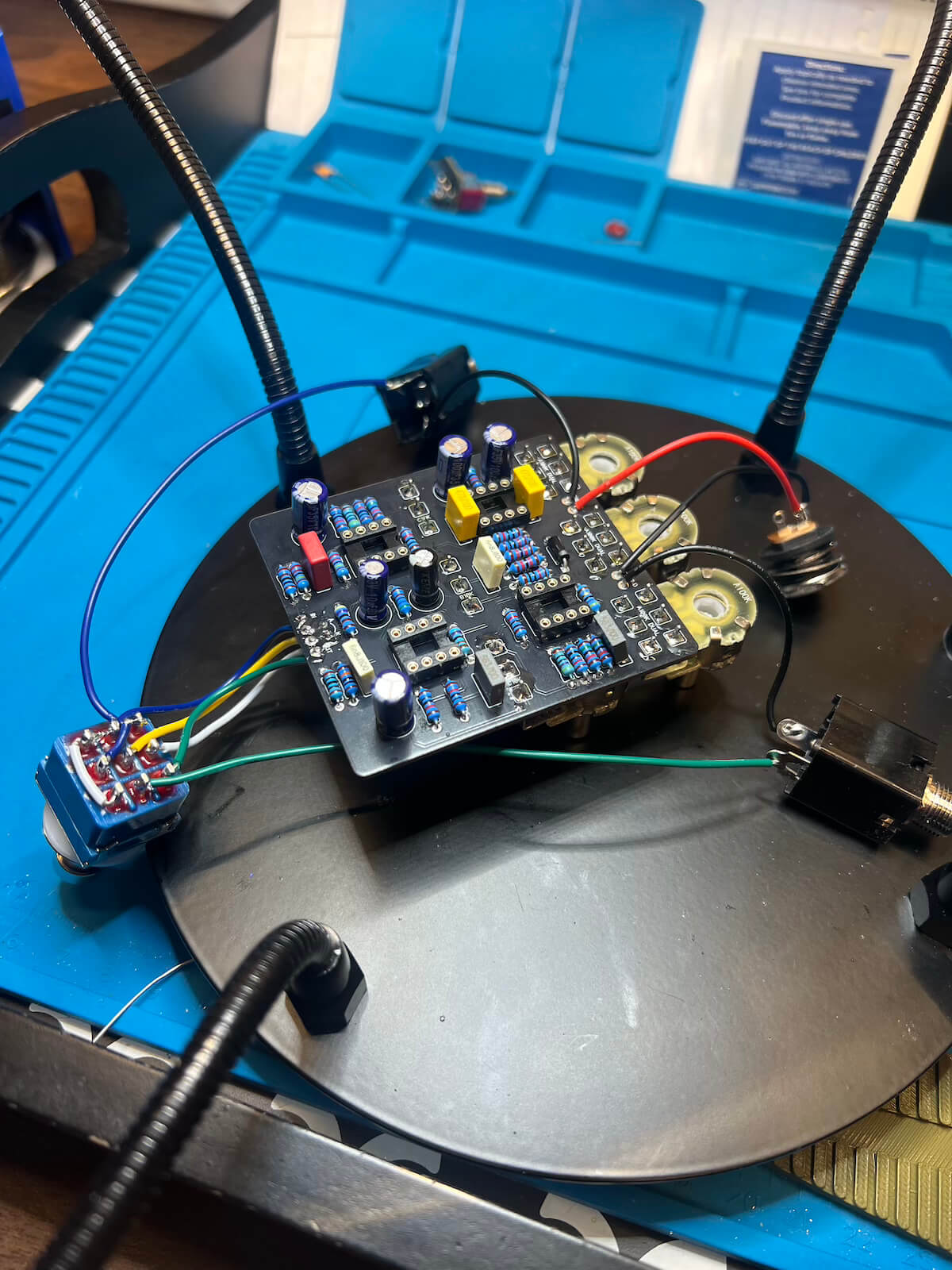 Filter EQ circuit populated and wired on the bench