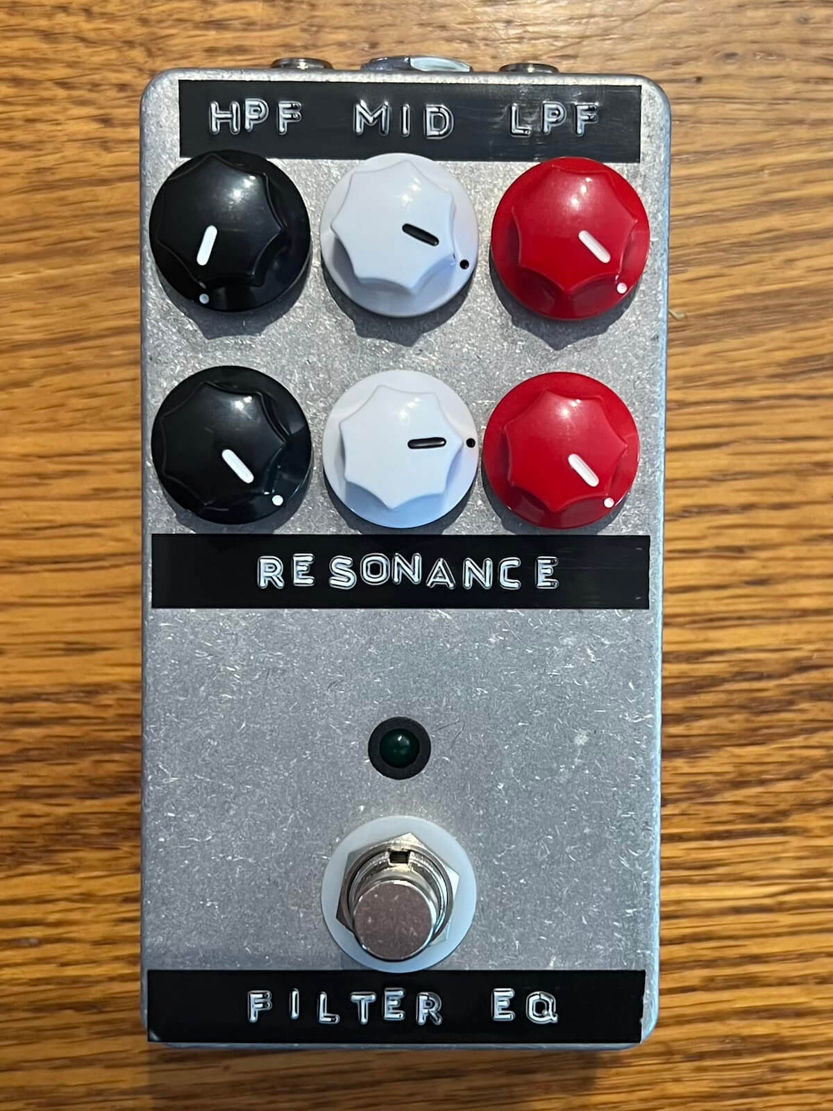 Finished silver Filter EQ pedal with six controls