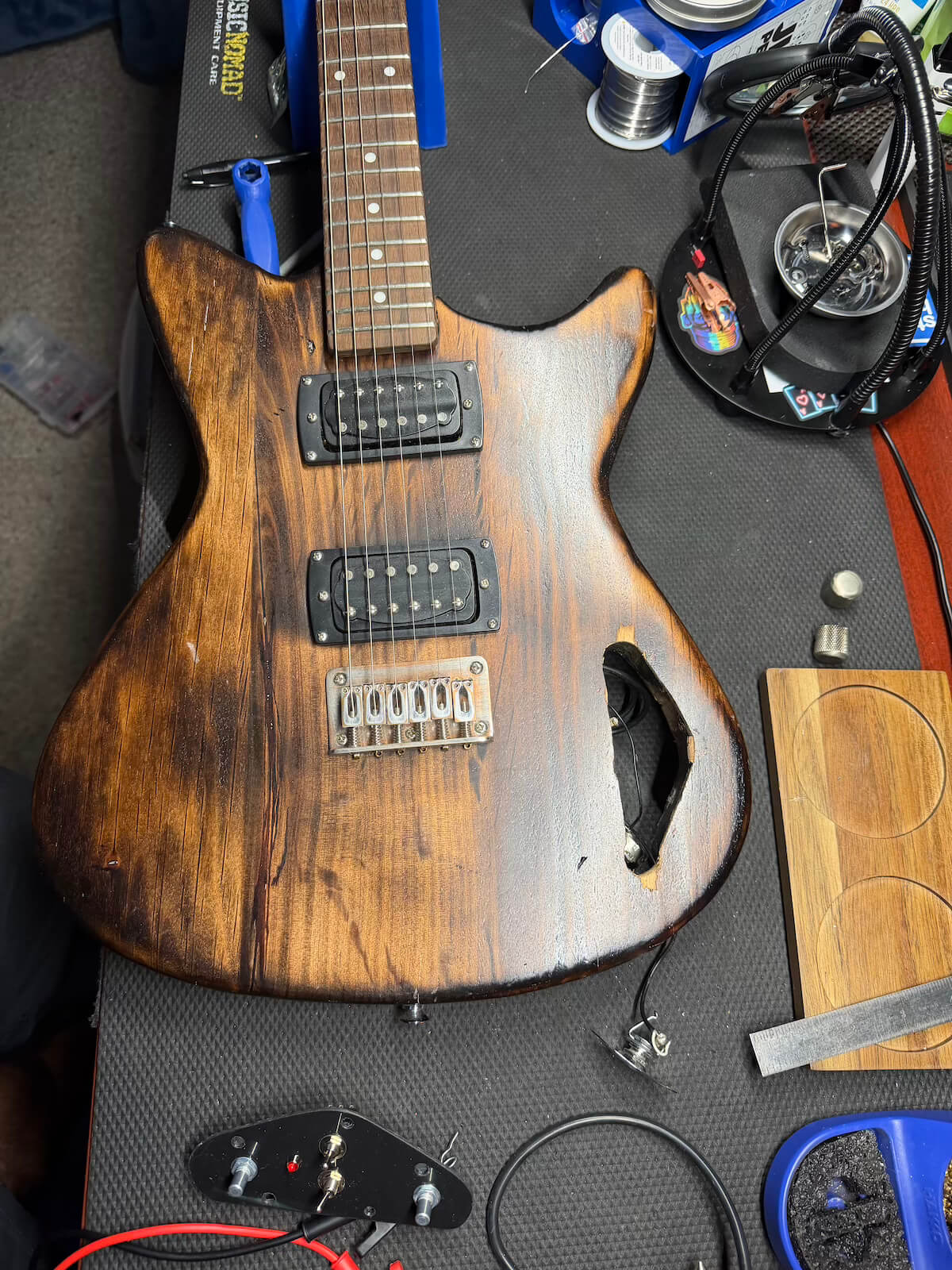 First Act guitar after enlarged control cavity was cut out