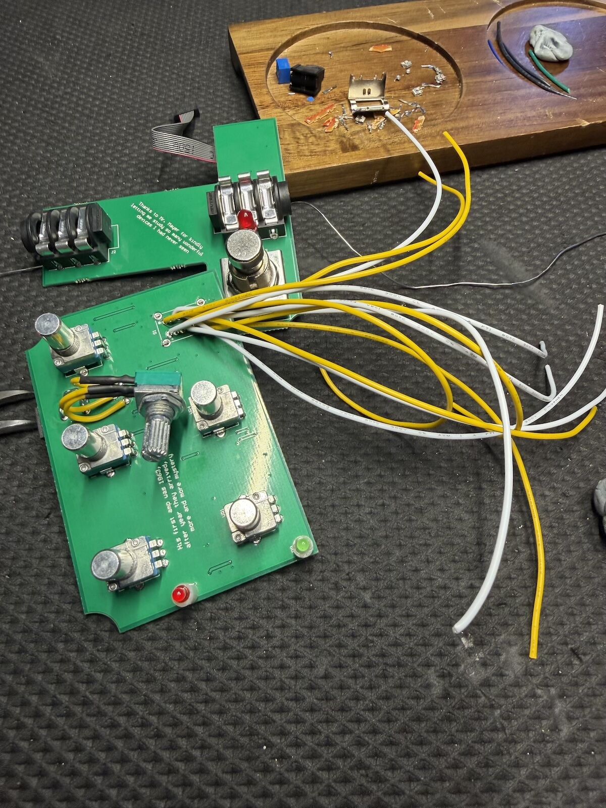 Individual wires installed at the former Notadumble channel-selector connections